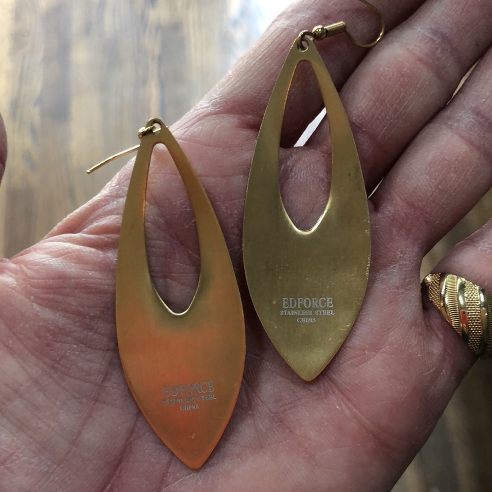 ED FORCE Oversized geometric gold metallic earrings Metallic statement Quiet Lux - Picture 5 of 9